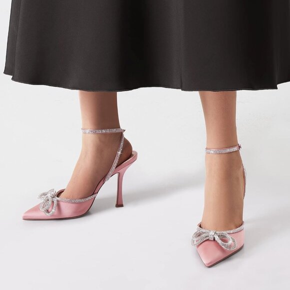 🆕 Women Pink High Heels Destiny Closed Toe Strappy Sexy Party Dress Shoes - Picture 7 of 9